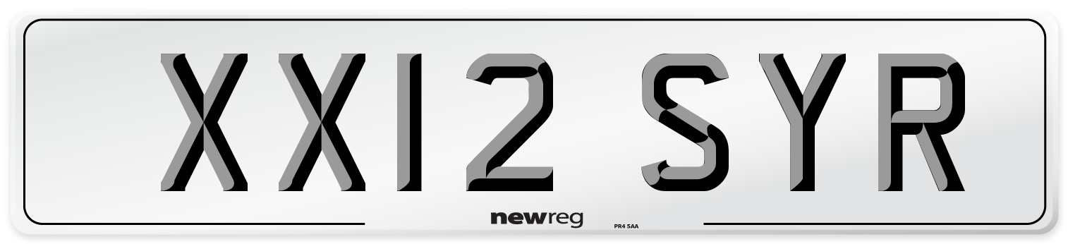 XX12 SYR Number Plate from New Reg